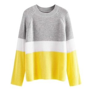 Women's Knitted Color Block Textured Sweater